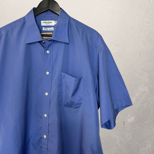 Vintage YSL blauw shirt met korte mouwen XL