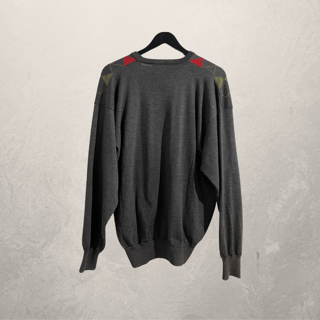 Vintage YSL red green gingham pullover L