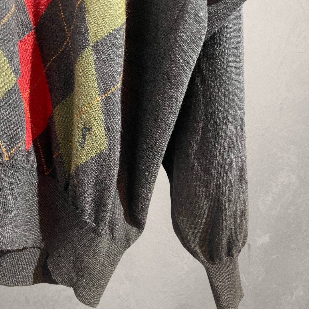 Vintage YSL red green gingham pullover L