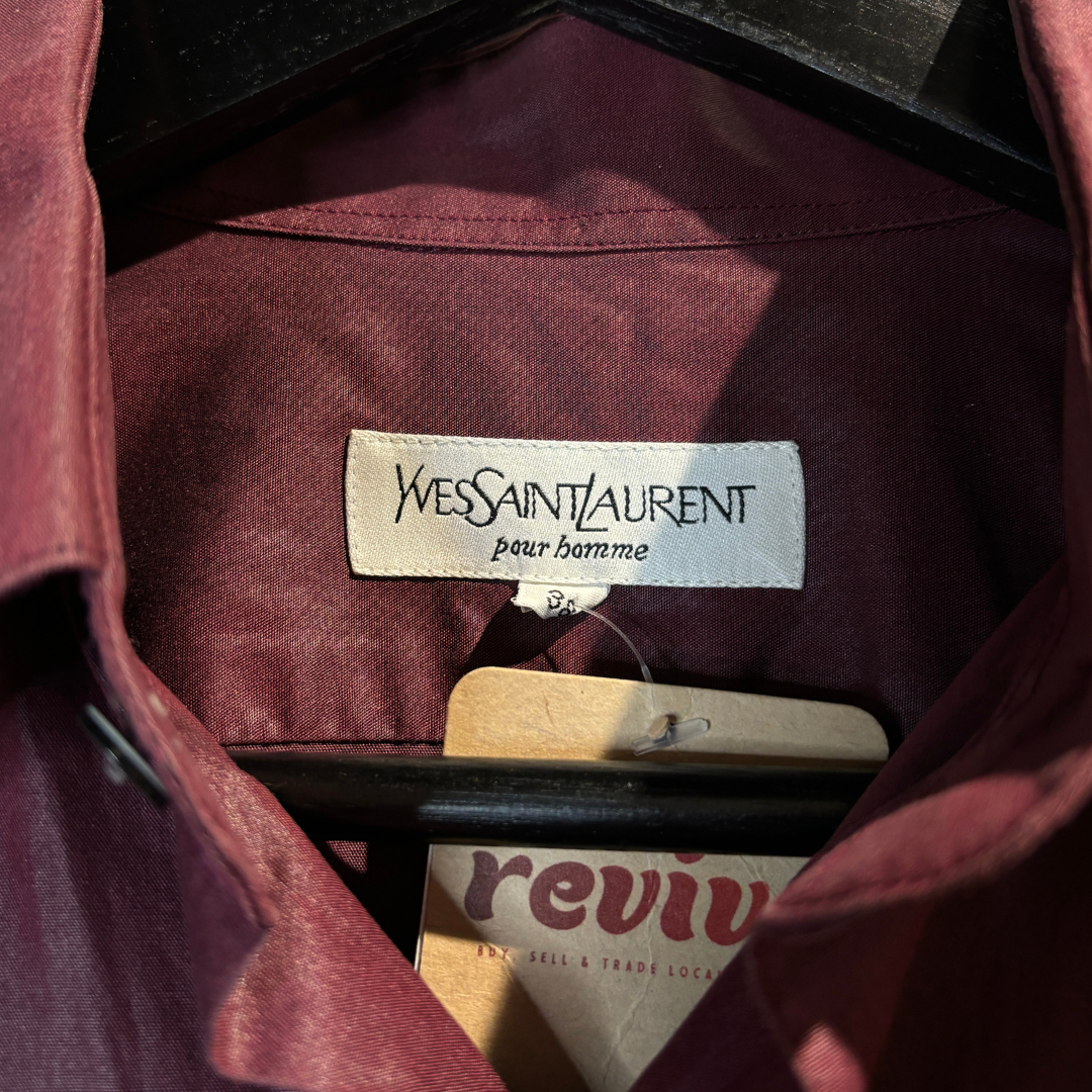 Vintage Yves Saint Laurent Bordeaux sheen shirt S/M