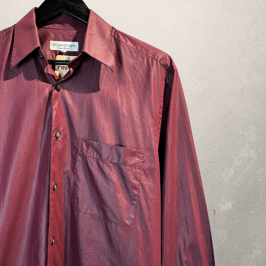 Vintage Yves Saint Laurent Bordeaux sheen shirt S/M