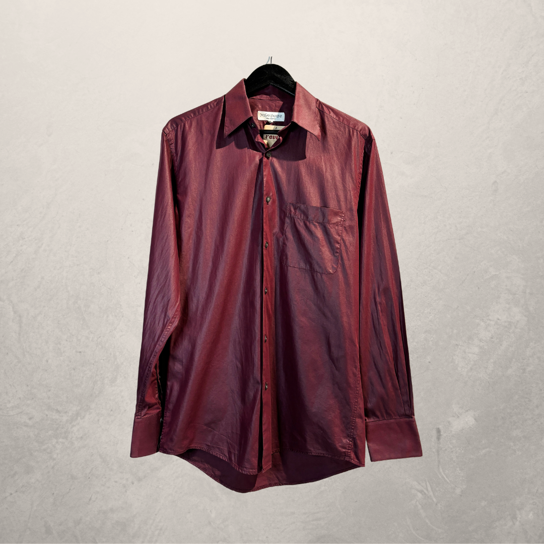 Vintage Yves Saint Laurent Bordeaux sheen shirt S/M