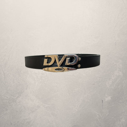 Vintage zwarte 'DVD'-riem M