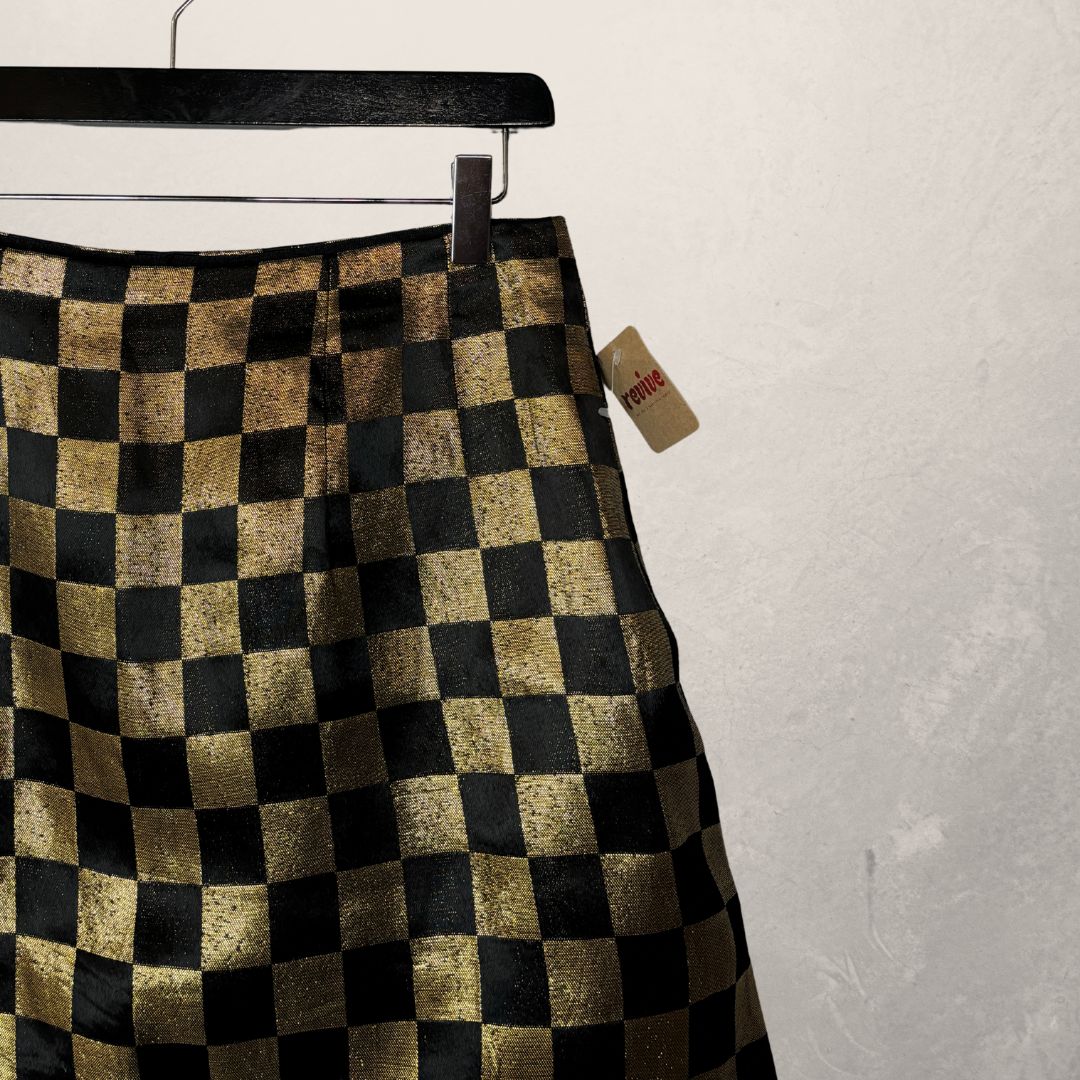 Vintage zwarte gouden minirok S/M