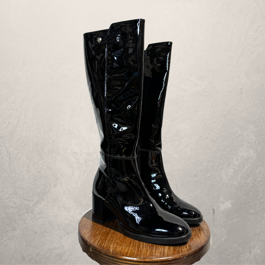 Vintage zwarte lakleren laarzen 39