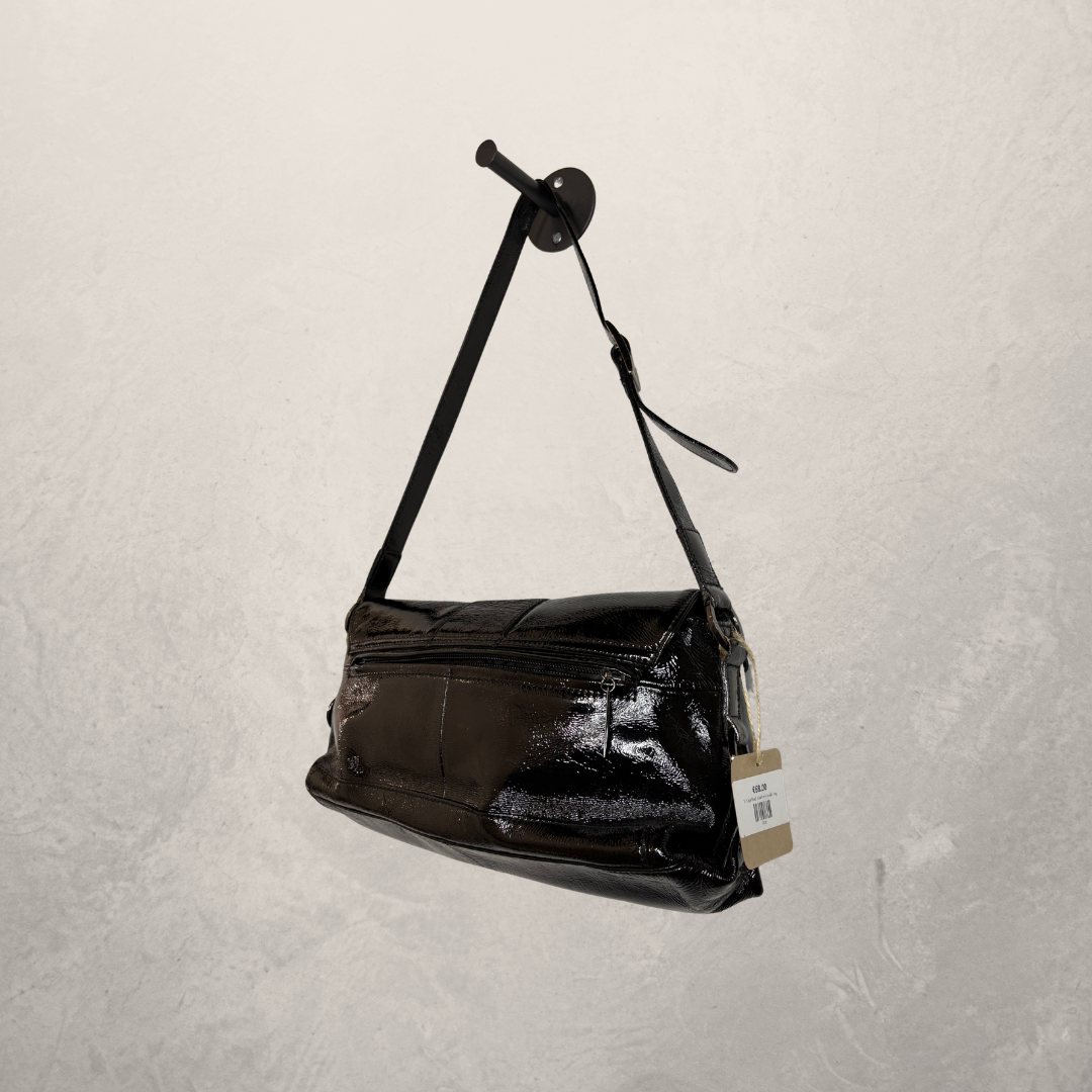 Vintage black pleather shoulder bag