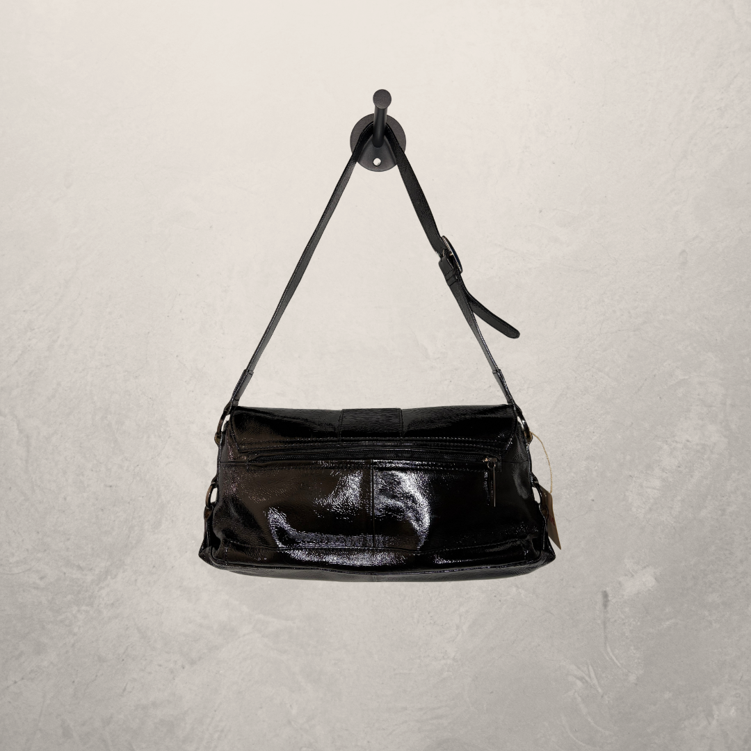 Vintage black pleather shoulder bag