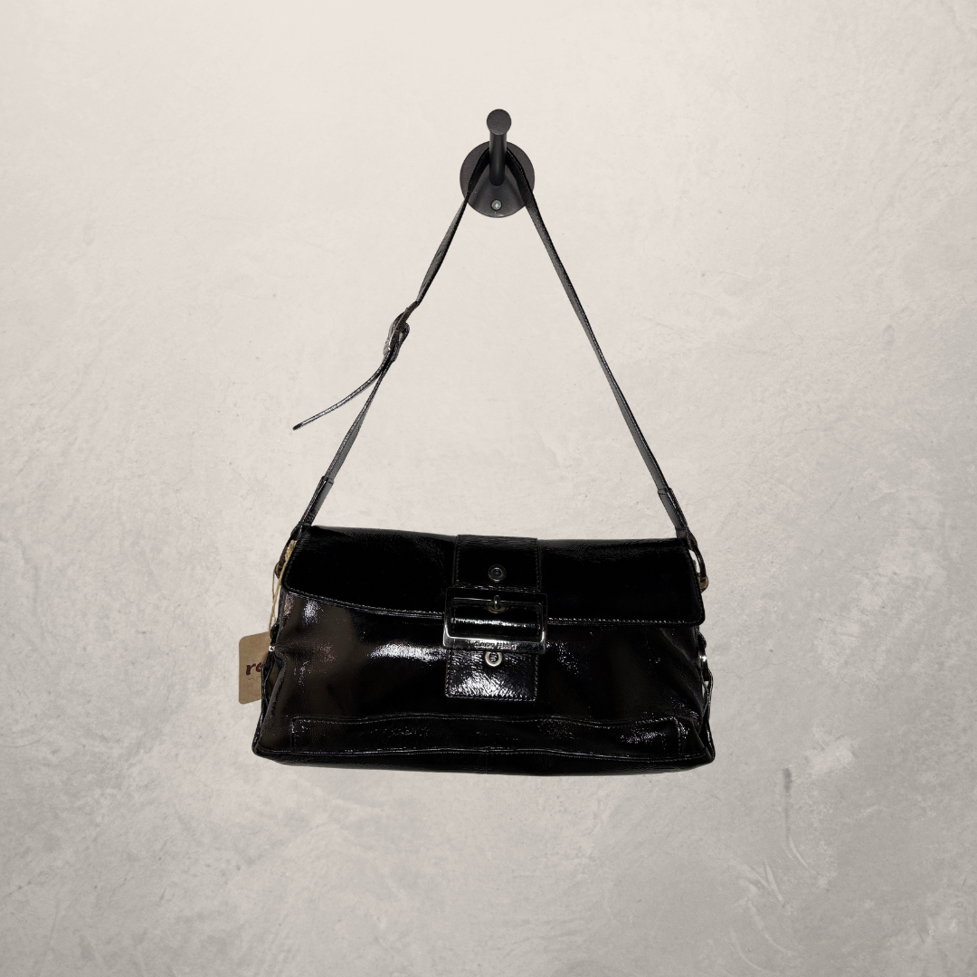 Vintage black pleather shoulder bag
