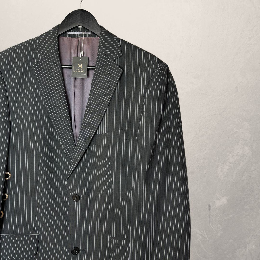Vintage zwart gestreepte blazer met strik aan de zijkant OS- By MARRART