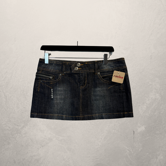 Vintage black wash mini skirt S