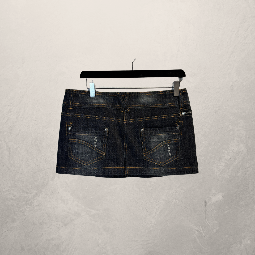 Vintage black wash mini skirt S