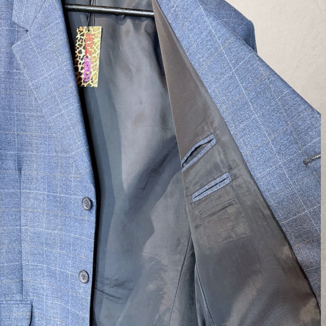 Vintage blue with pink fringes blazer OS- by Holy Disco