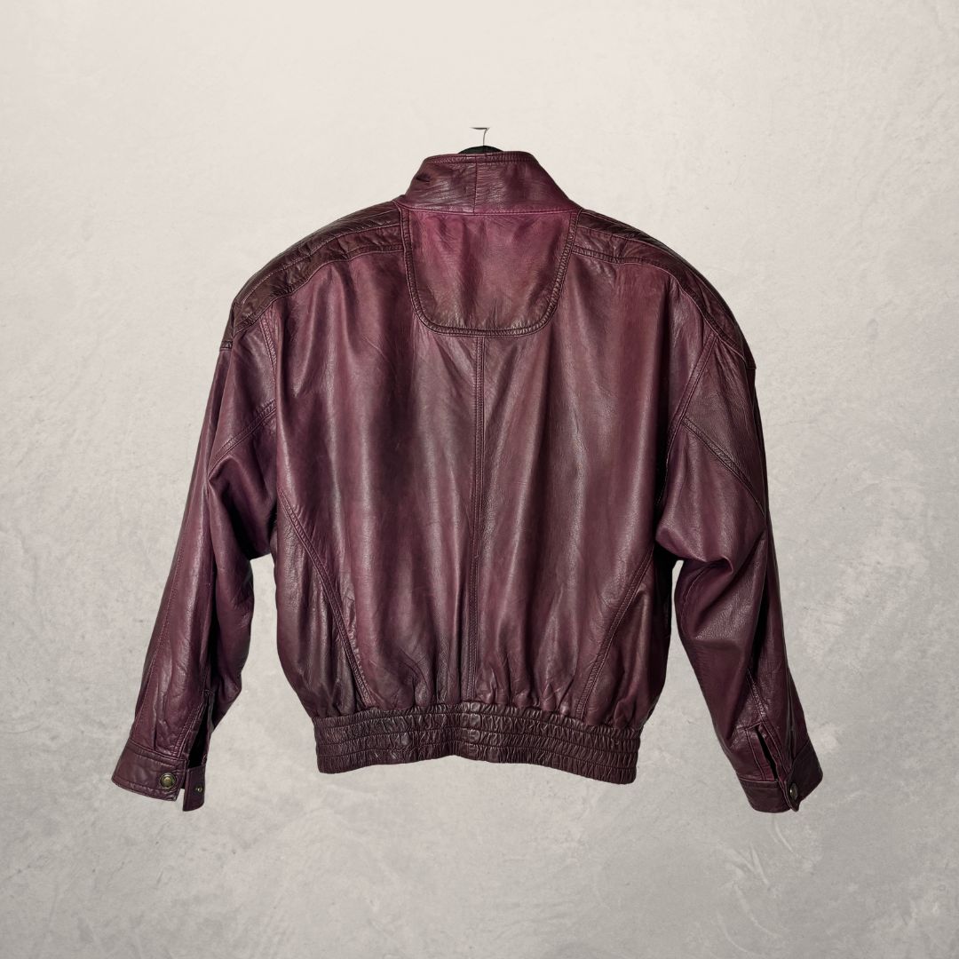 Vintage bordeux lamb skin leather jacket L