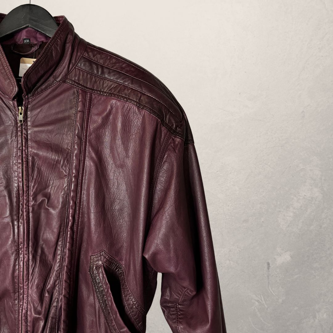 Vintage bordeux lamb skin leather jacket L