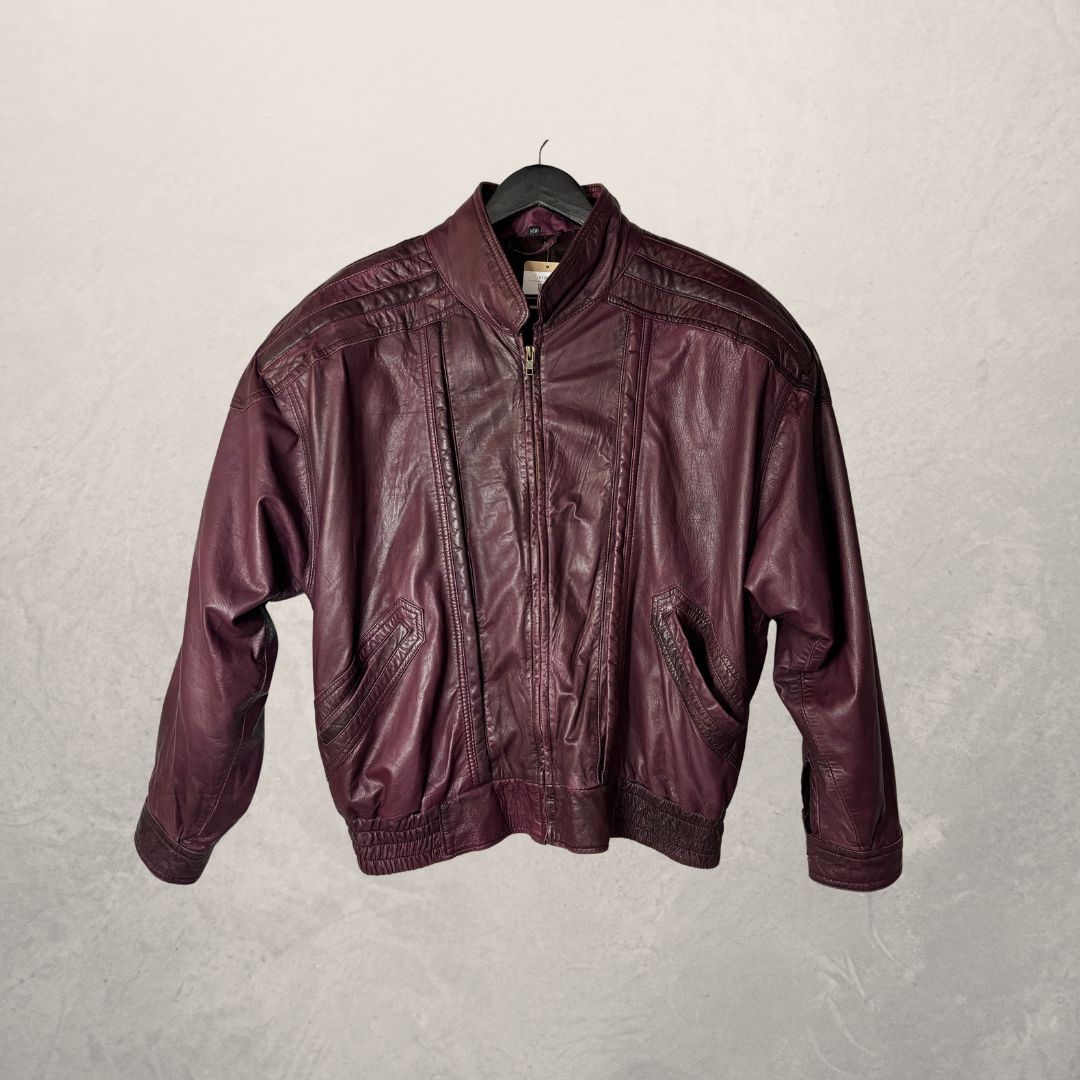 Vintage bordeux lamb skin leather jacket L