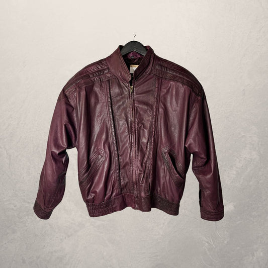 Vintage bordeux lamb skin leather jacket L