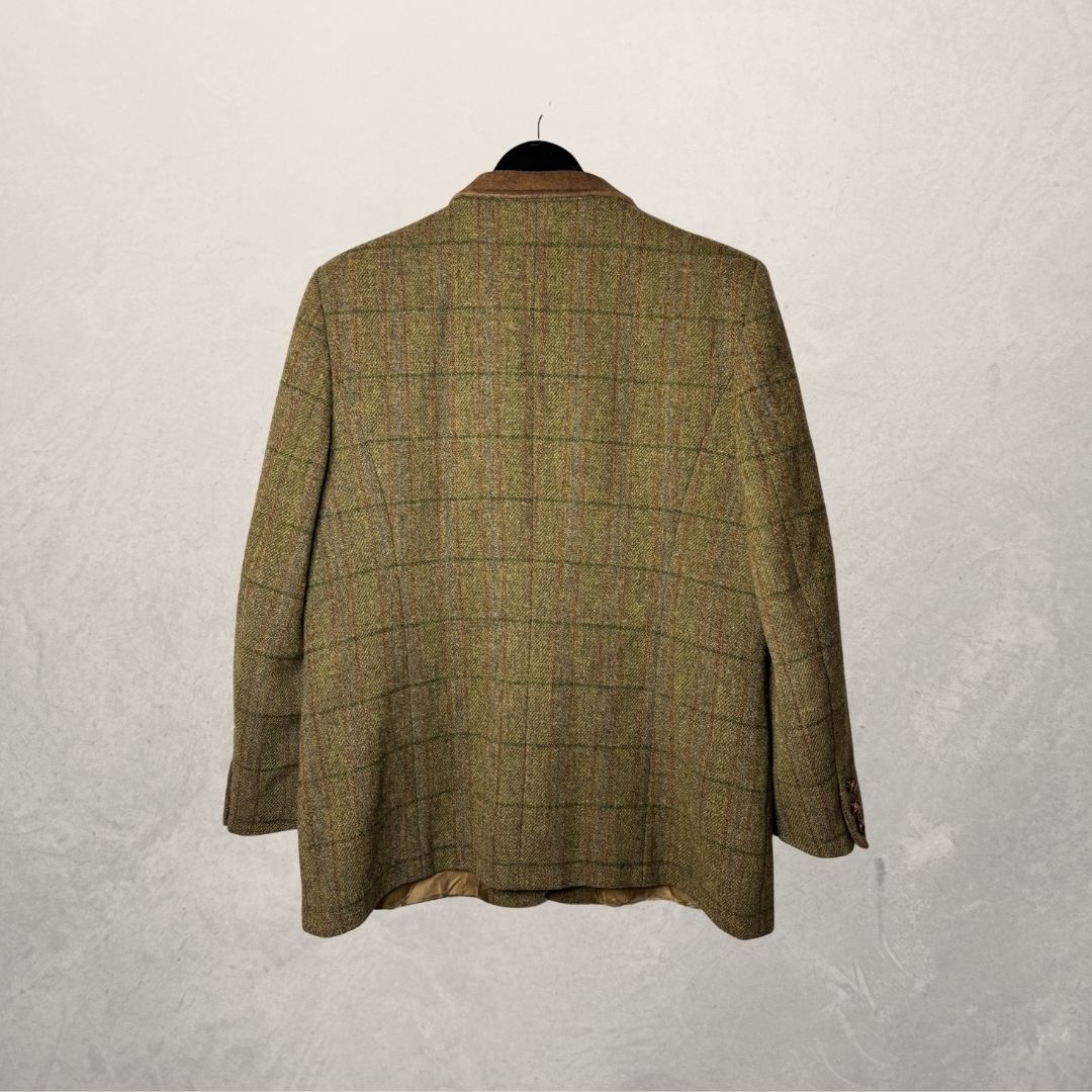 Vintage bruin geruit wollen blazer M