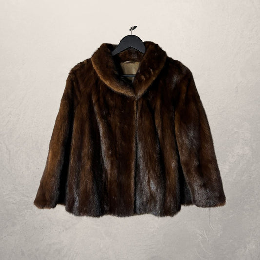 Vintage brown fur short coat M/L