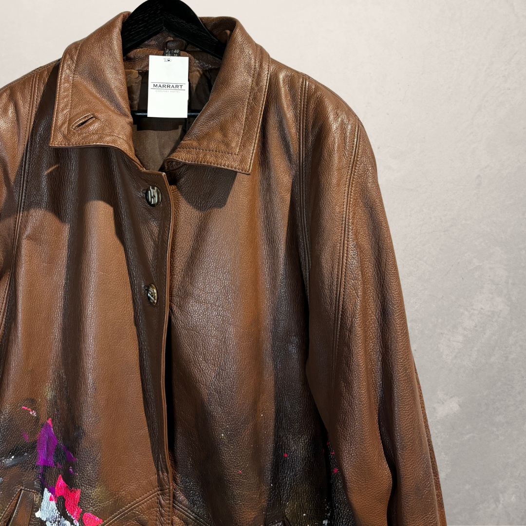 Vintage bruine leren 'high standards' geverfde jas L- van @Marrart