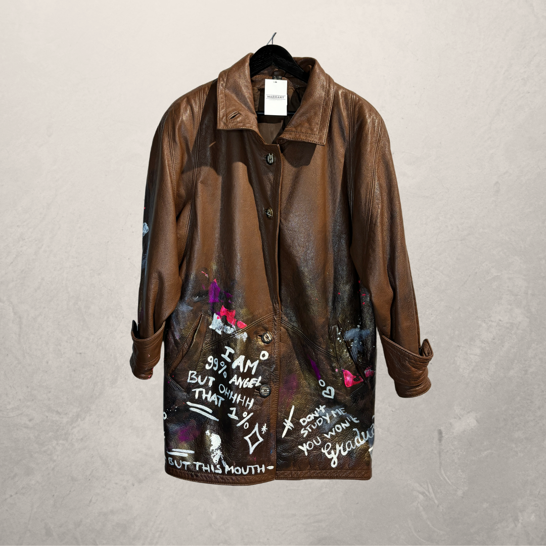 Vintage bruine leren 'high standards' geverfde jas L- van @Marrart