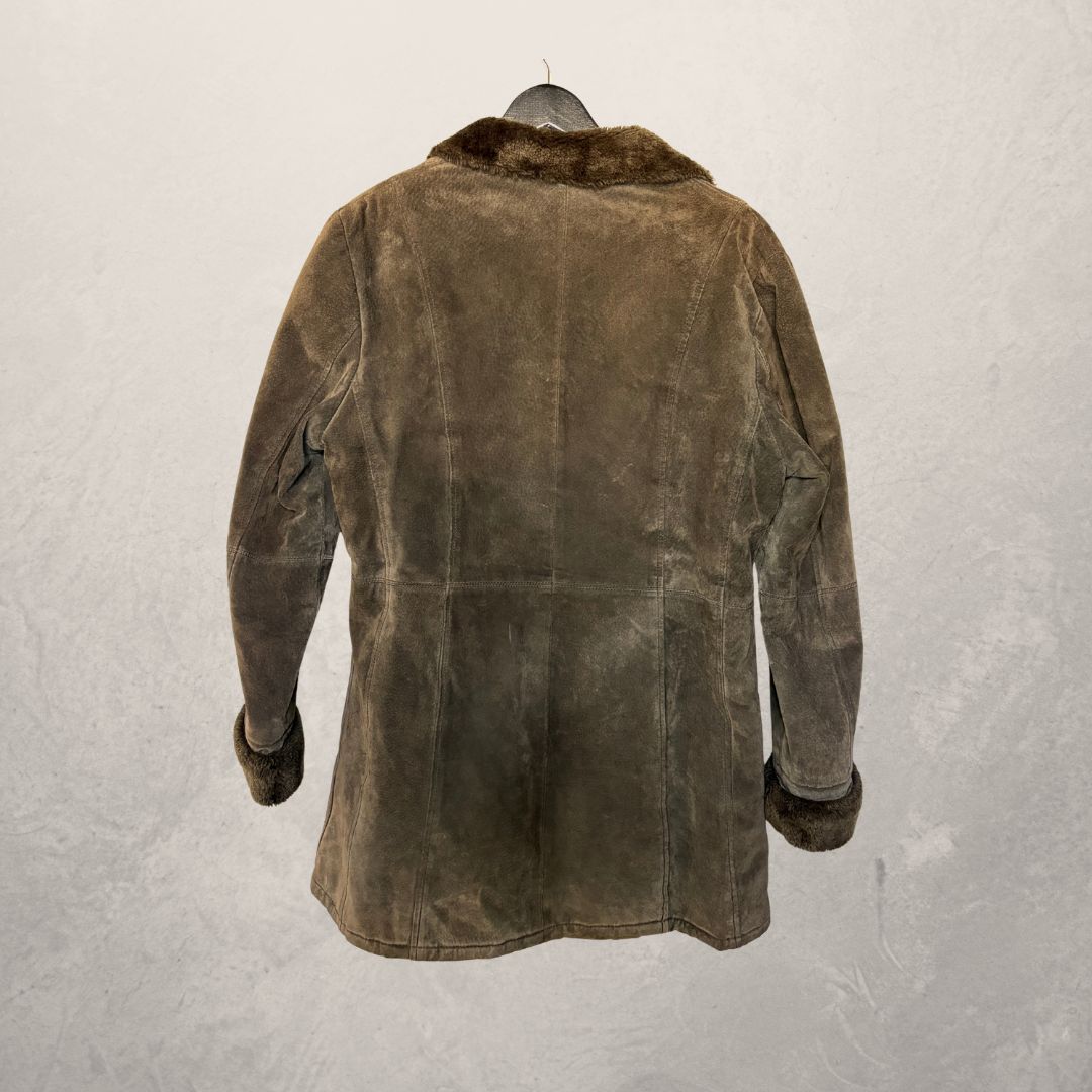 Vintage bruine leren gevoerde jas L