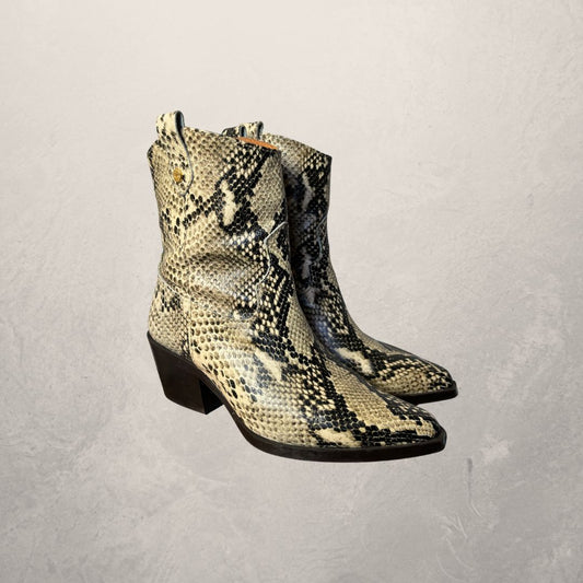 Vintage brown snake ankle boots 37