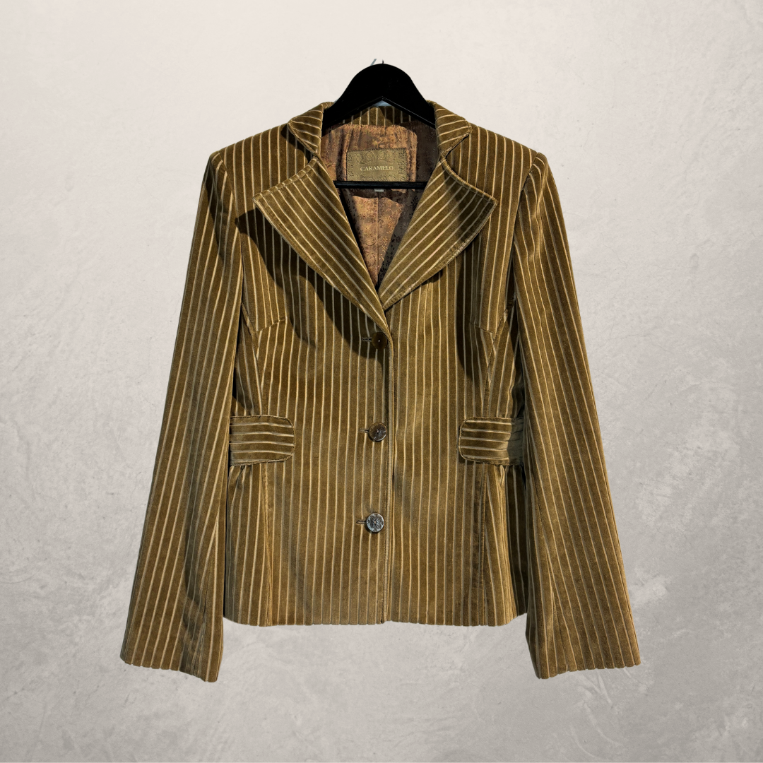 Vintage bruin suède getailleerde crop blazer S