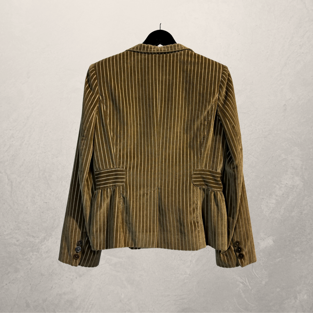 Vintage bruin suède getailleerde crop blazer S