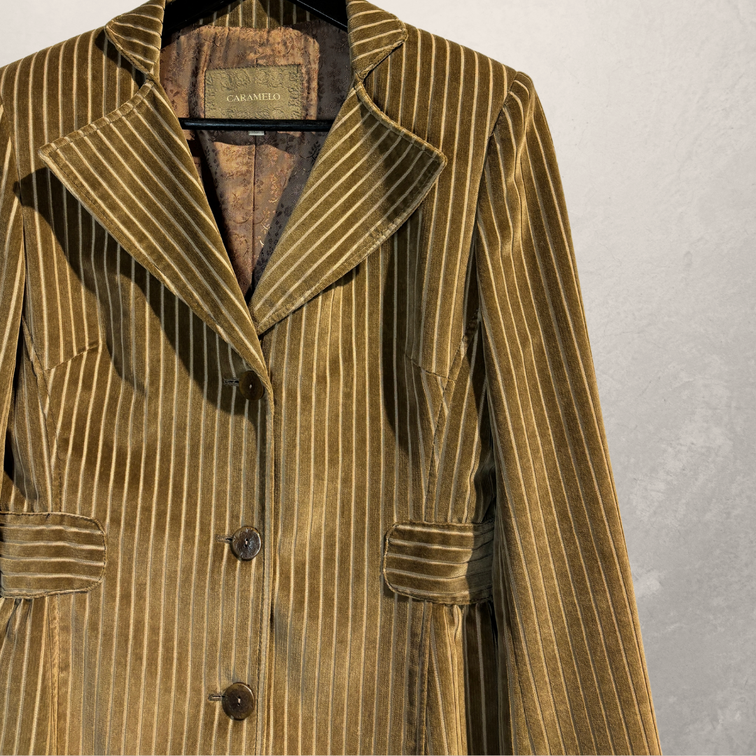 Vintage bruin suède getailleerde crop blazer S