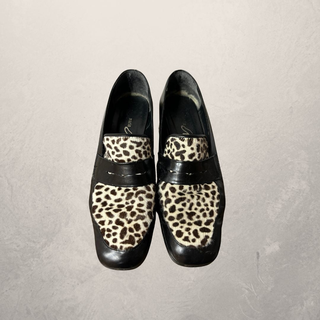 Vintage cheetah & black leather loafers 38 (good)