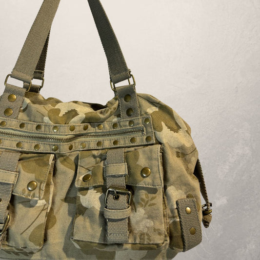 Vintage groene cargo schoudertas