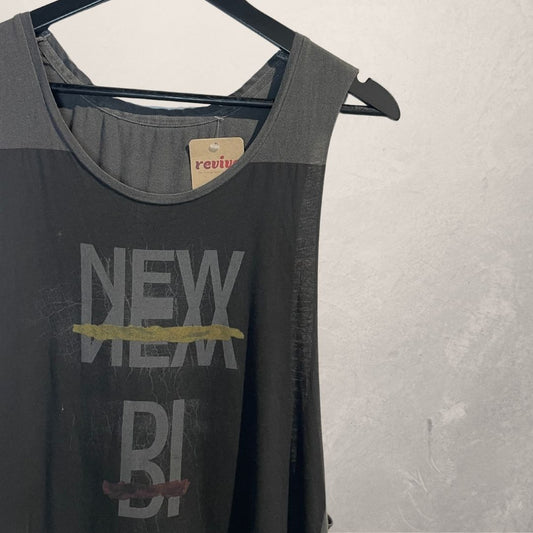 Vintage grey graphic "New divisions" tank top M
