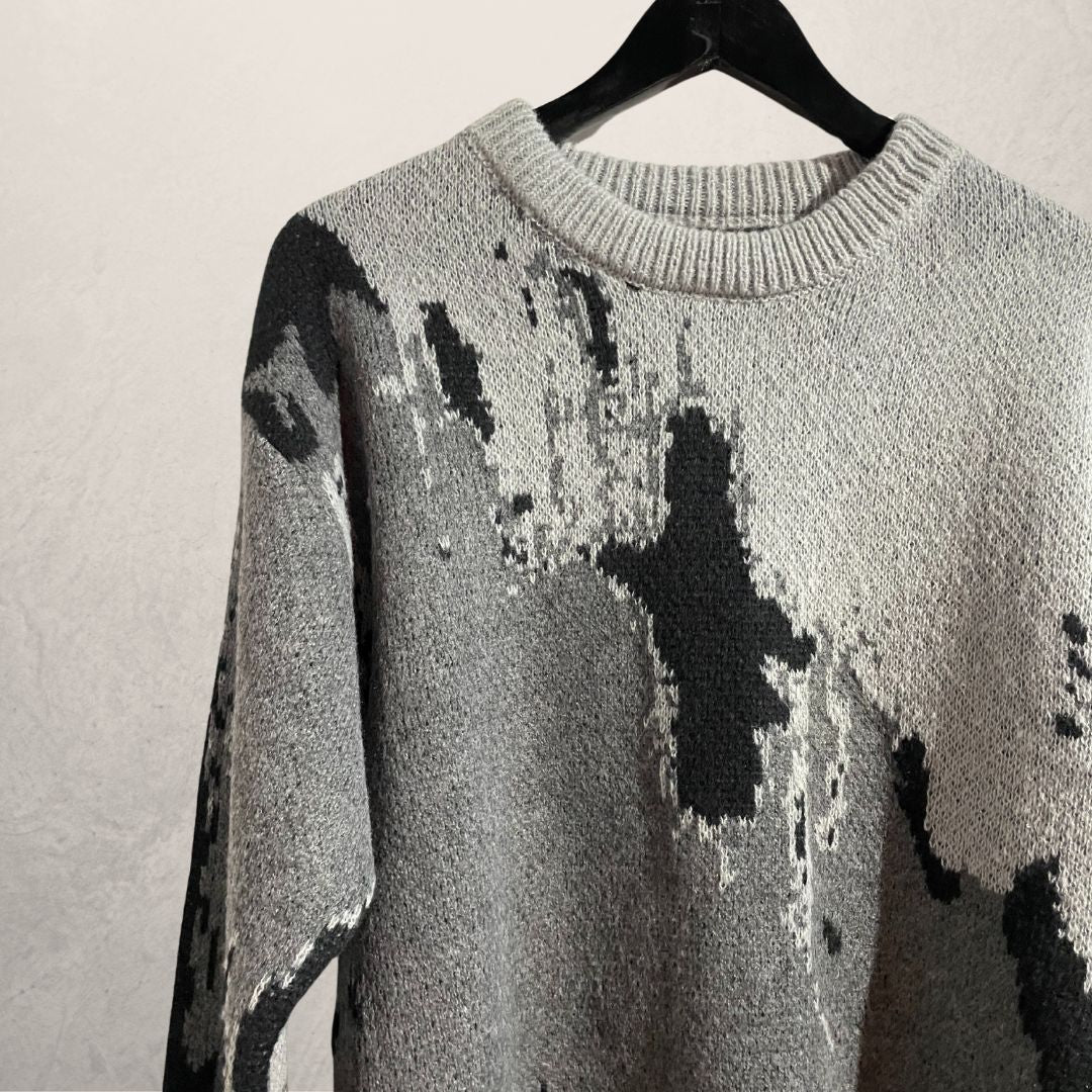 Vintage grey marble knit jumper L
