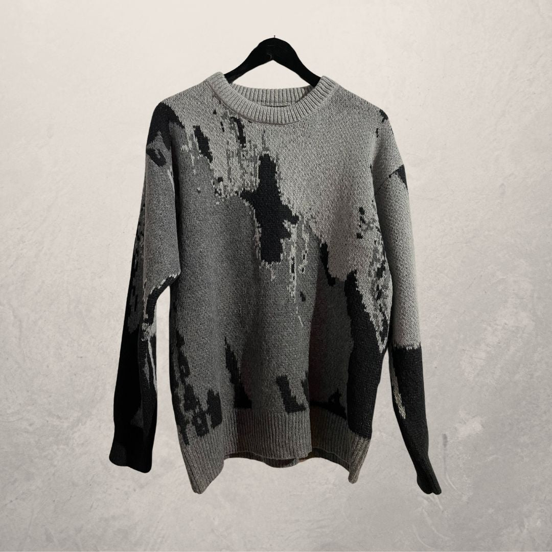 Vintage grey marble knit jumper L