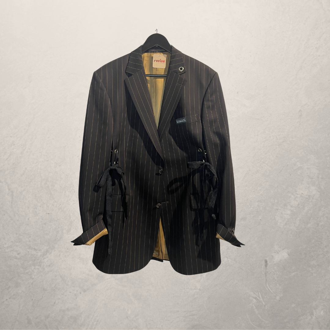 Vintage grey stripe laced blazer L- by Ma.r.r.art