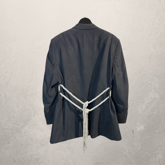 Vintage grijs strikkoordblazer OS- By Marrart
