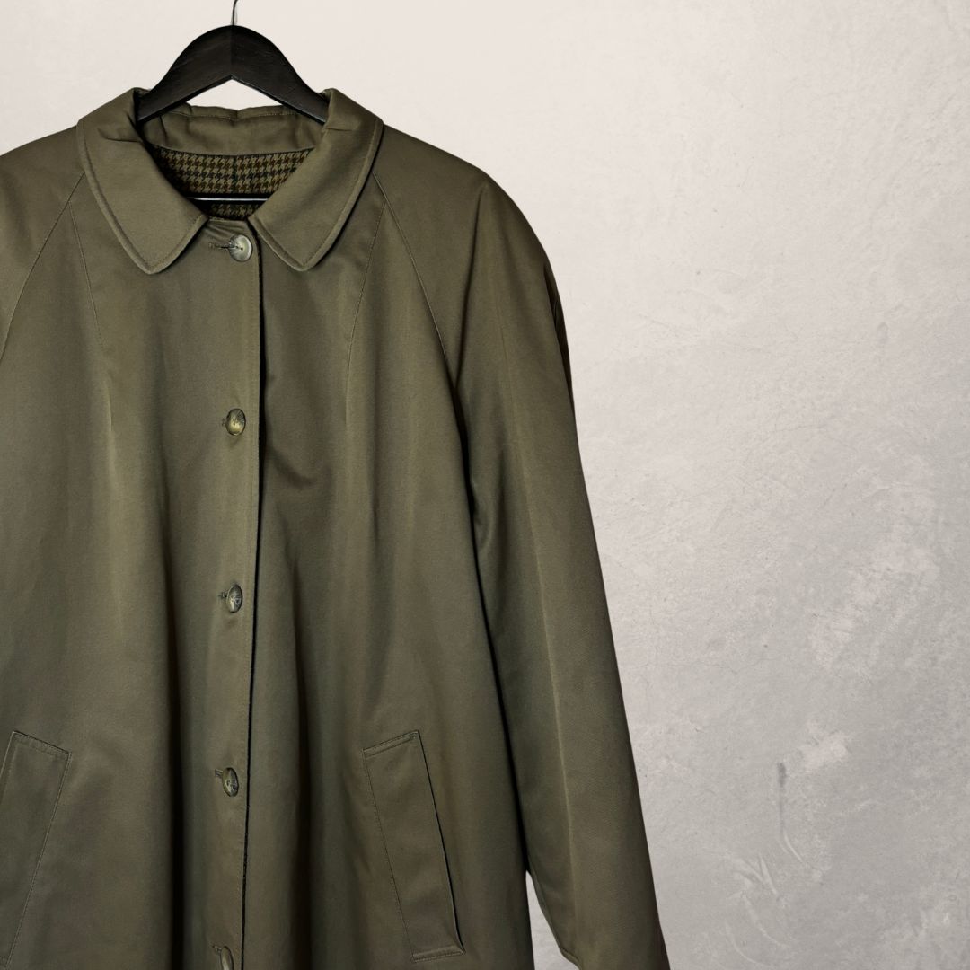 Vintage kaki lange trenchcoat maat L