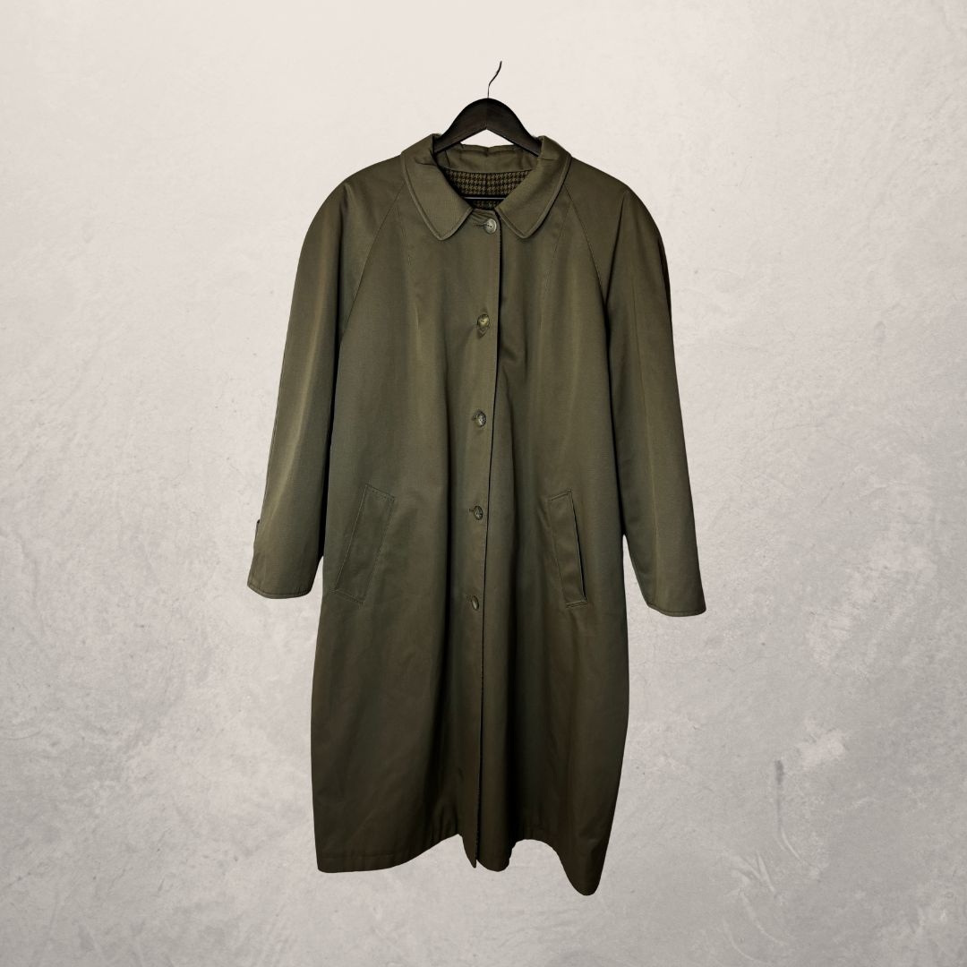 Vintage kaki lange trenchcoat maat L