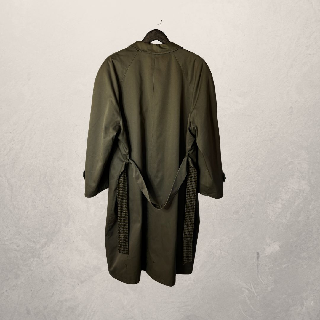 Vintage kaki lange trenchcoat maat L