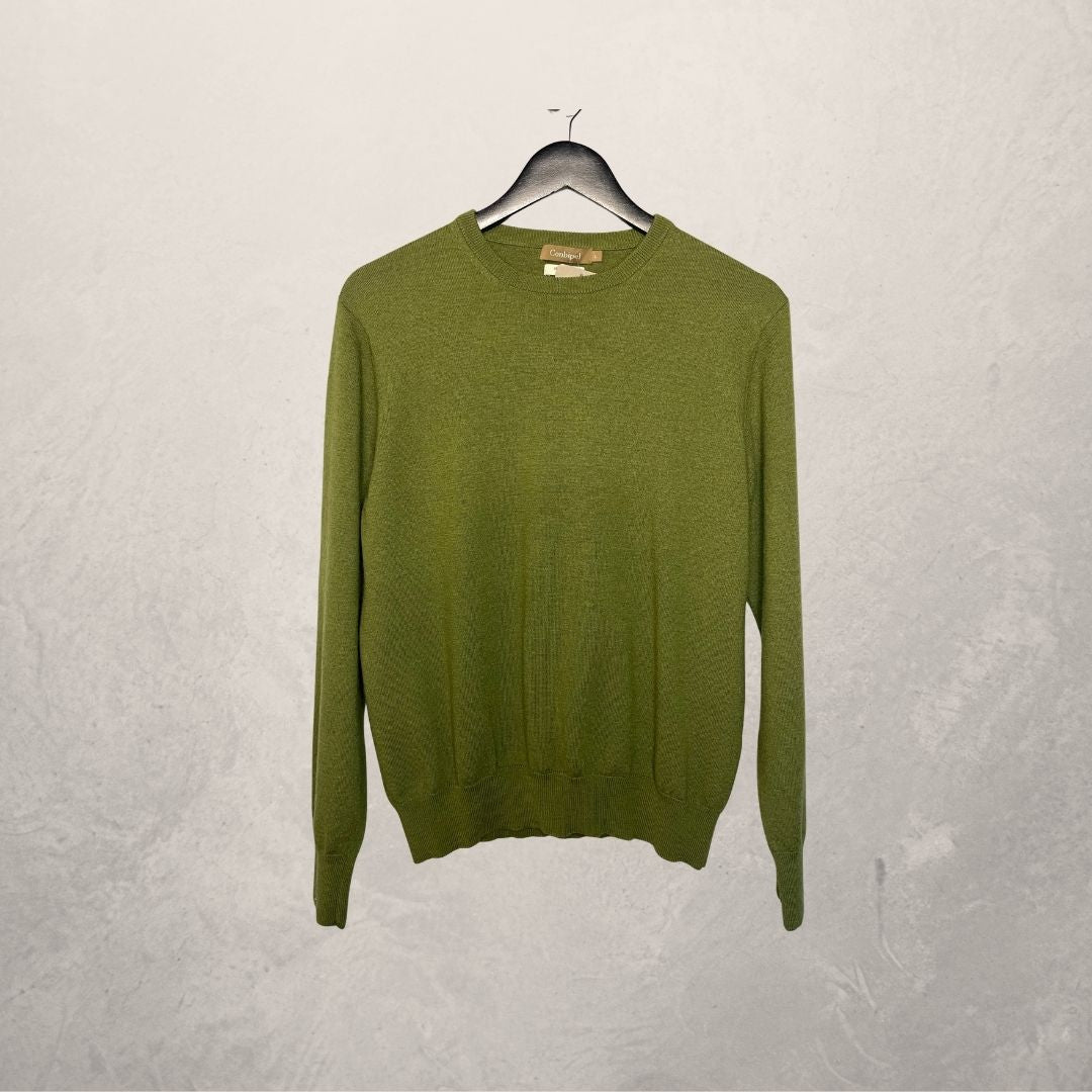 Vintage merino wollen groene trui met lange mouwen S/M