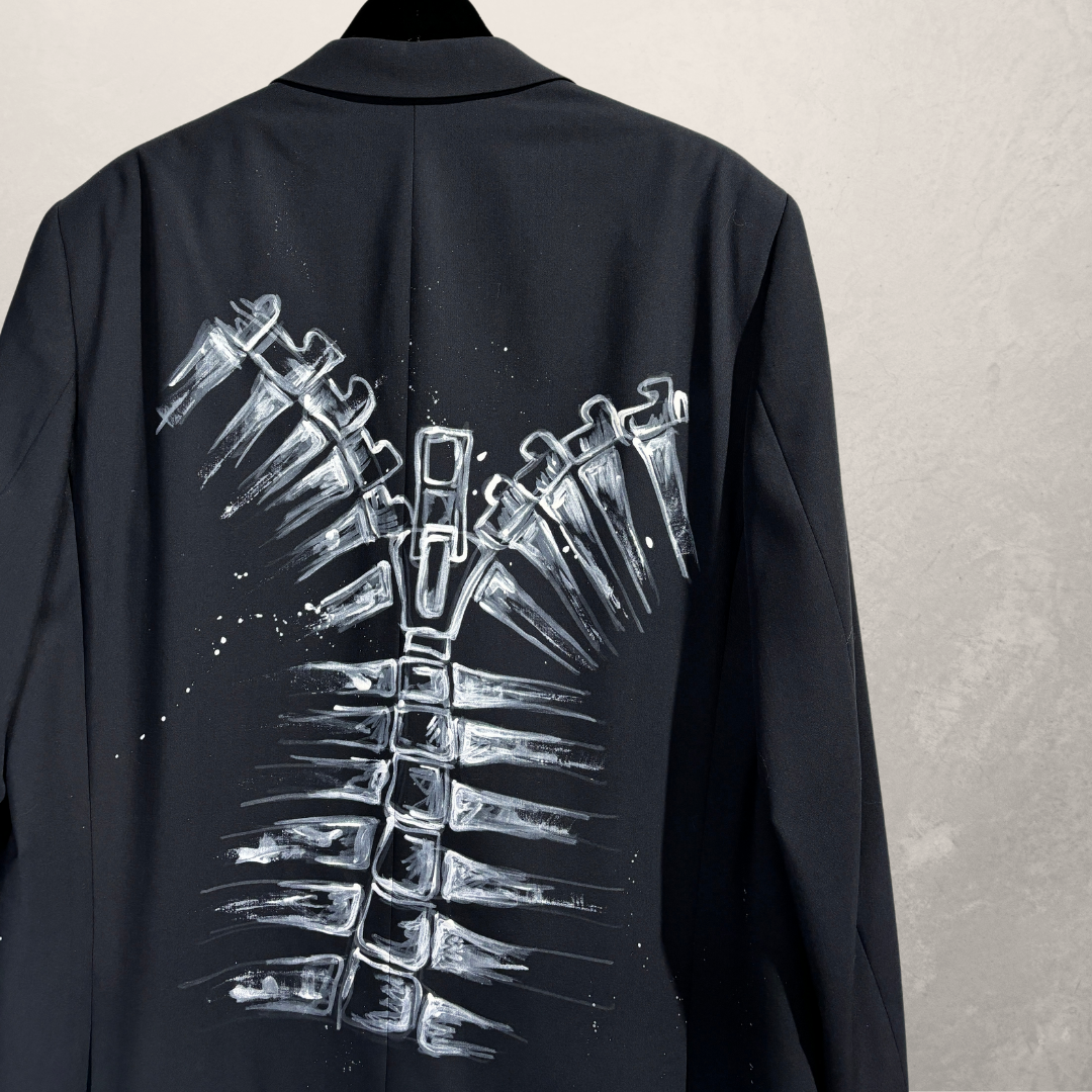 Vintage navy skeleton blazer wool blend XL- by @M.a.r.r.art
