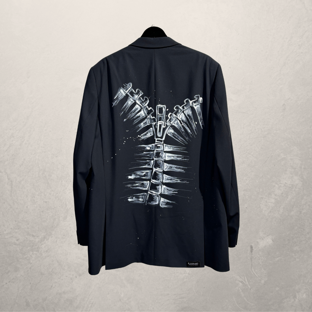 Vintage navy skeleton blazer wool blend XL- by @M.a.r.r.art