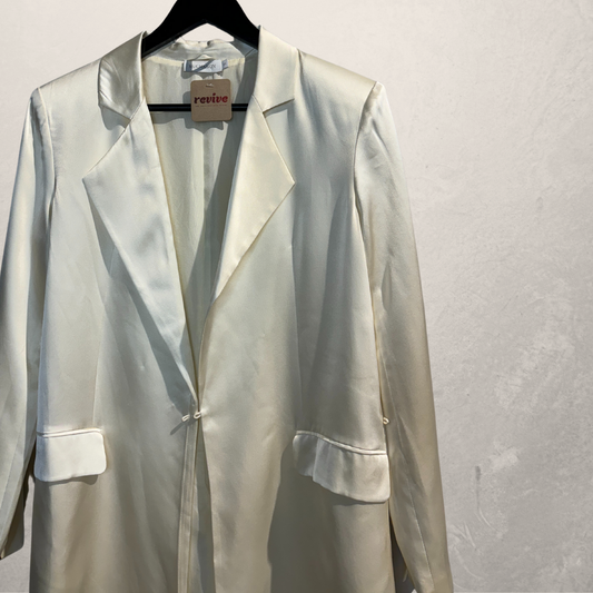 Vintage off-white zijden blazer S