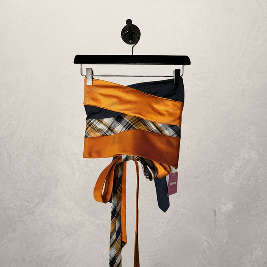 Vintage orange Bandeau tie top OS- By WNDYdesign
