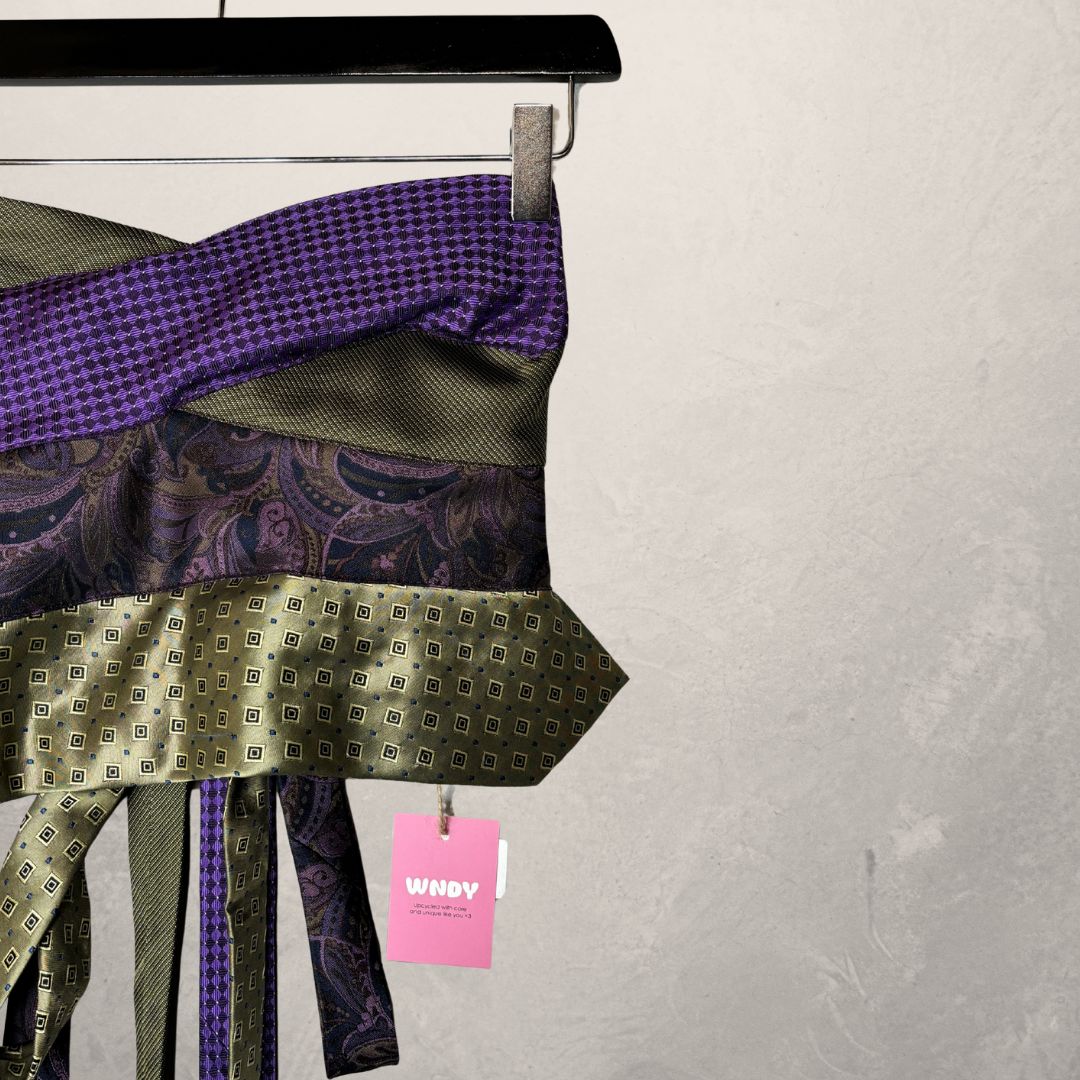Vintage paars/groen Bandeau striktop Eén maat - By WNDYdesign