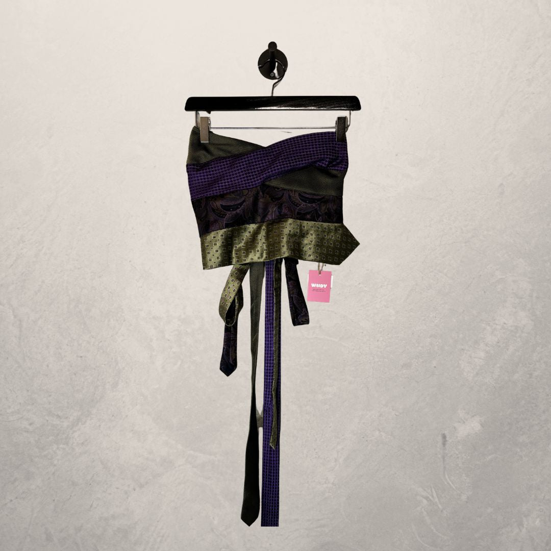 Vintage paars/groen Bandeau striktop Eén maat - By WNDYdesign