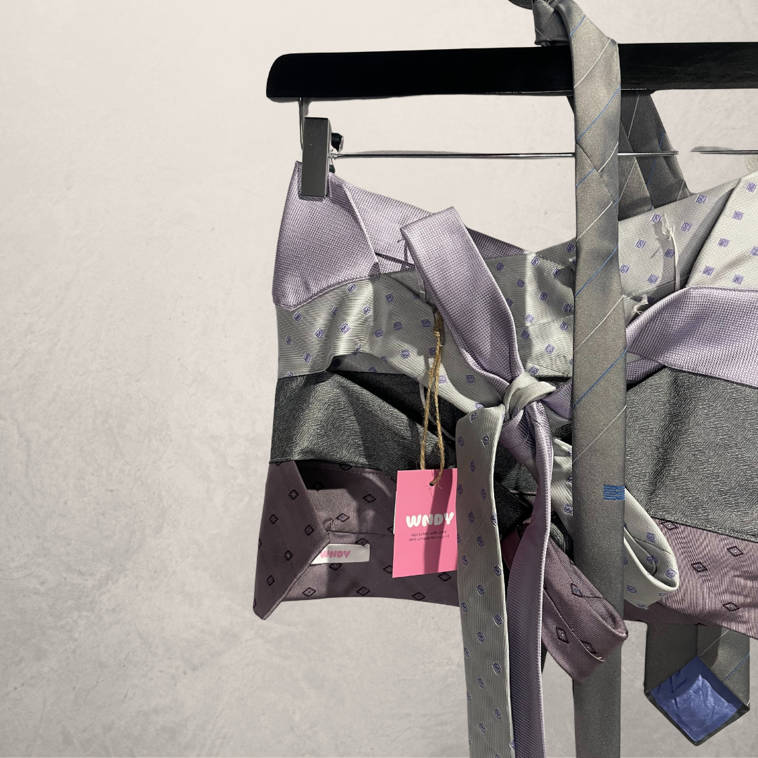 Vintage purple/grey Bandeau scarf tie top OS- By WNDYdesign