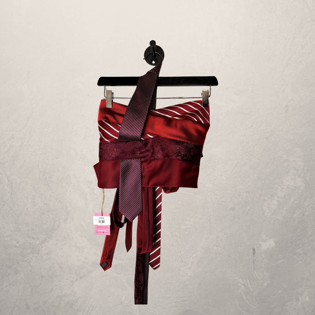 Vintage red Bandeau tie top OS- By WNDYdesign