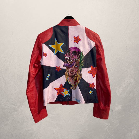 Vintage rode leren cropped jas S- van @Marrart