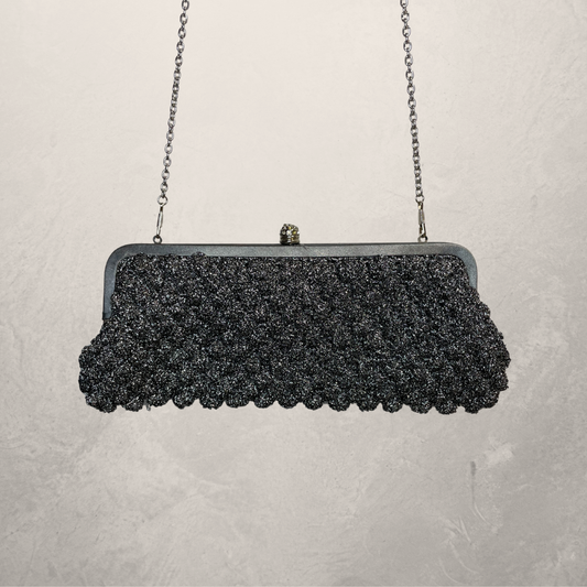 Vintage zilveren glitter clutch x 2 bandjes
